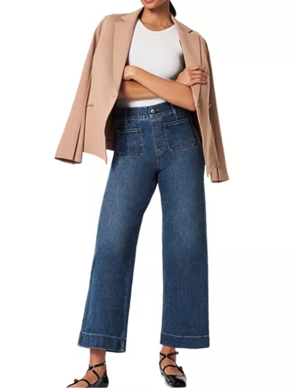 SPANX® High Rise Cropped Wide Leg Jeans Indigo Size XS EUC